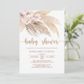 Bohemisch Boho Pampas Grass Baby Dusche Einladung (Stehend Vorderseite)