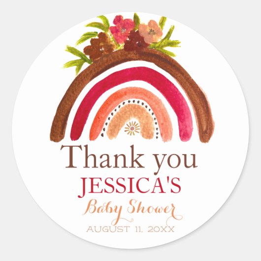 Bohemisch Boho Rainbow Baby Shooter Earthy Niedlic Runder Aufkleber (Vorderseite)