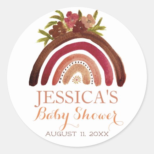 Bohemisch Boho Rainbow Baby Shooter Earthy Niedlic Runder Aufkleber (Vorderseite)