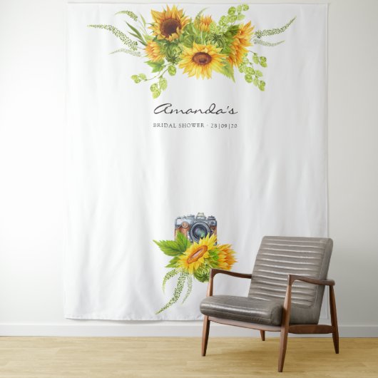 Bohemisch Boho Sunblumen Brautparty Foto Stand Wandteppich (Beispiel)