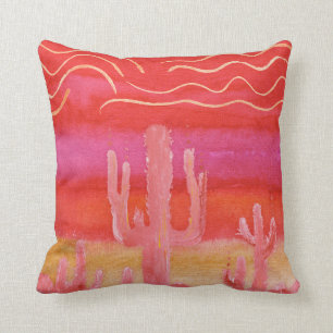 Bohemisch BOHO Wüste Saguaro Cactus Watercolor Kissen