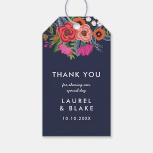 Bohemisch Bouquet - Navy Blue - Danke Geschenkanhänger