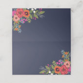 Bohemisch Bouquet - Navy Blue Platzkarte (Außenseite Aufgefaltet)