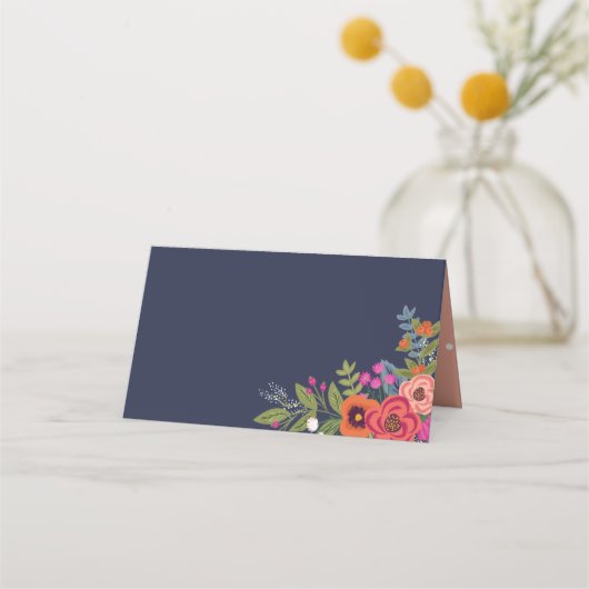 Bohemisch Bouquet - Navy Blue Platzkarte (Rückseite)