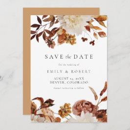 Bohemisch Burnt Orange Fall Floral Save the Date Einladung
