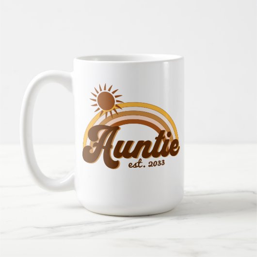 Bohemisch Burnt Orange Rainbow Sun Auntie Retro Kaffeetasse (Links)