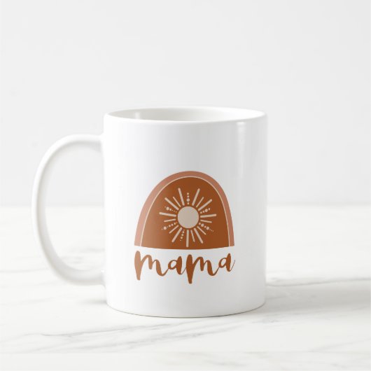 Bohemisch Burnt Orange Rainbow Sun Mama Kaffeetasse (Links)