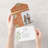 Bohemisch Burnt Orange Wedding All In One Einladung (Abreißen)