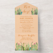 Bohemisch Cactus Desert Baby Shower Boy Earth Tone All In One Einladung (Innen Boden)