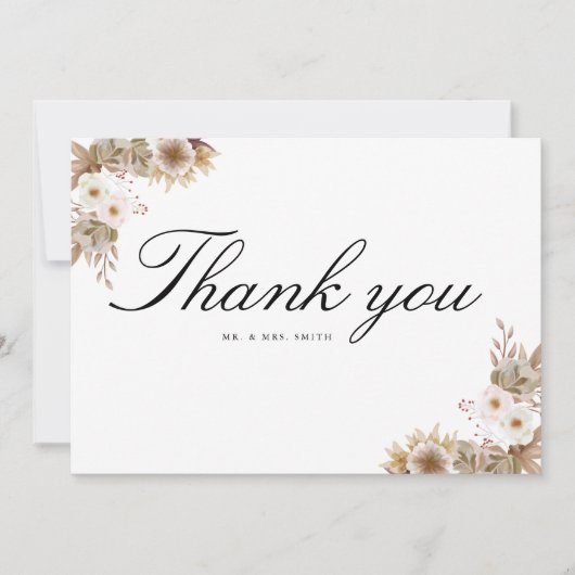 Bohemisch-Chic-Blumenhochzeit Dankeskarte (Vorderseite)