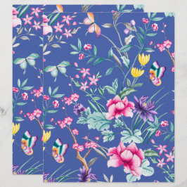 Bohemisch Chic Blumenmuster blaues Scrapbook Paper