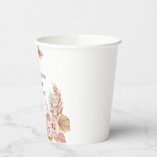 Bohemisch-Chic-Blumenschild Pappbecher (Links)