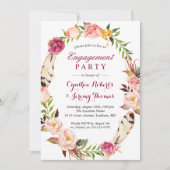 Bohemisch Chic Boho Floral Wreath Engagement Party Einladung (Vorderseite)