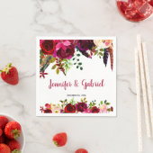Bohemisch Chic Burgundy Marsala Floral Wedding Serviette (Beispiel)
