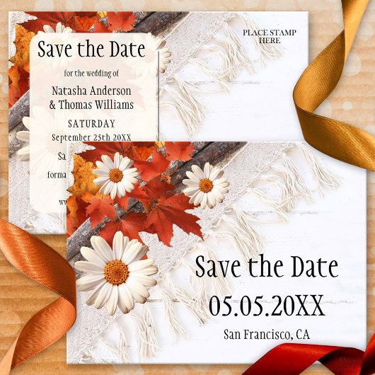 Bohemisch Chic Fall Save the Date Postkarte