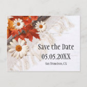 Bohemisch Chic Fall Save the Date Postkarte (Vorderseite)