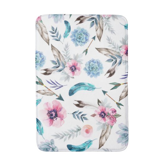 Bohemisch Chic Floral Boho Girl Badematte (Vorderseite Vertikal)