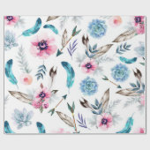 Bohemisch Chic Floral Boho Girl Geburtstagsparty Geschenkpapier (Flach)