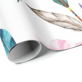 Bohemisch Chic Floral Boho Girl Geburtstagsparty Geschenkpapier (Rolleneckpunkt)