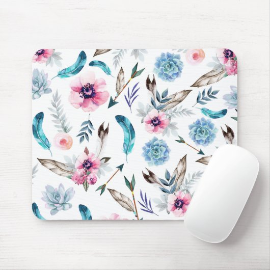 Bohemisch Chic Floral Boho Girl Mousepad (Mit Mouse)