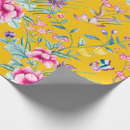 Bohemisch-Chic Floral & Butterfisch Umschlagpapier Geschenkpapier (Ecke)