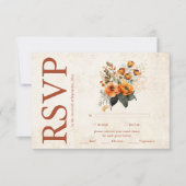 Bohemisch Chic Floral Terracotta Hochzeit RSVP Karte (Vorderseite)