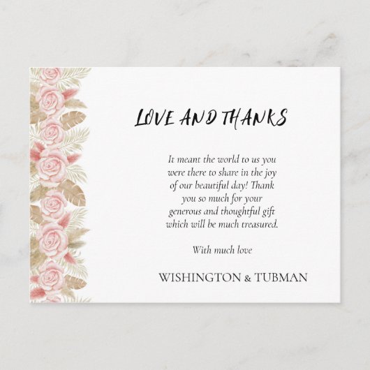 Bohemisch Chic Floral Wedding Dankeschön Karte (Vorderseite)