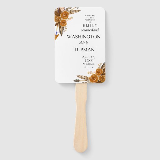 Bohemisch Chic Floral Wedding Hand Fan Fächer (Vorderseite)