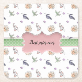 Bohemisch Chic Pink Floral Boho Schwester Gif Rechteckiger Pappuntersetzer