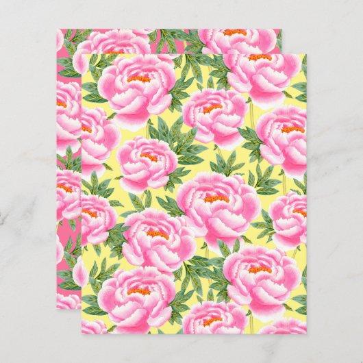 Bohemisch Chic Pink Peonies Muster Scrapbook Paper (Vorne/Hinten)