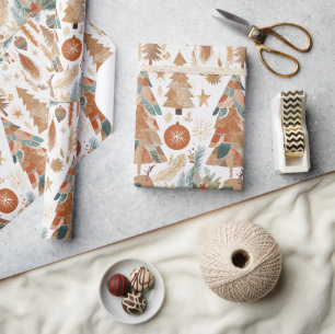 Bohemisch Chic Weihnachtsfeiertage Collage Geschenkpapier