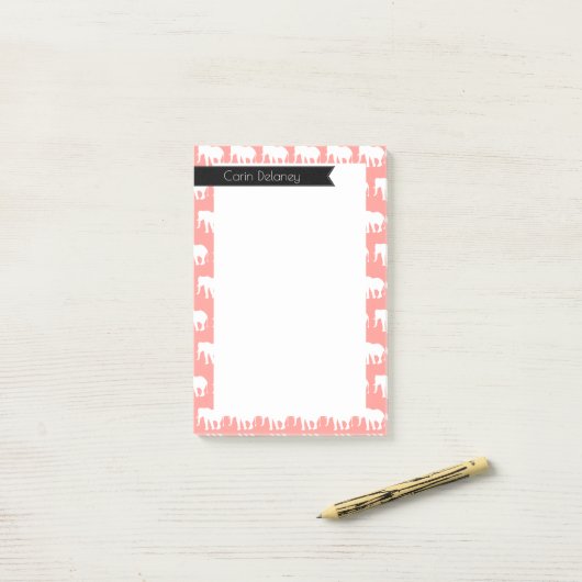 Bohemisch Chic White Elephants | PERSONALISIERT Post-it Klebezettel (Auf Schreibtisch)