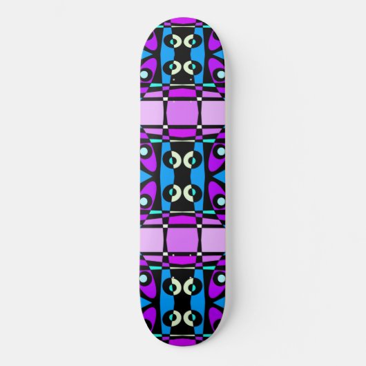 Bohemisch Chintz 48 Lila Blue Black Skateboard (Vorderseite)