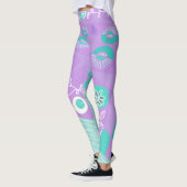 Bohemisch Chintz Illustration Lilac Spearmint Whit Leggings (Links)