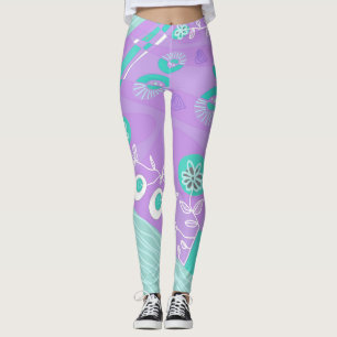 Bohemisch Chintz Illustration Lilac Spearmint Whit Leggings