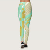 Bohemisch Chintz Illustration Spearmint Olive Whit Leggings (Rückseite)