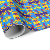 Bohemisch Chintz Yellow Cyan Magenta Orange Geschenkpapier (Rolleneckpunkt)