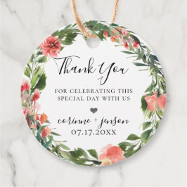 Bohemisch Coral Floral Wreath Geschenkanhänger