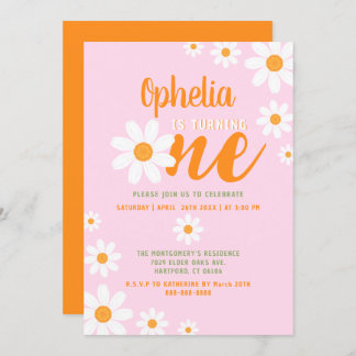 Bohemisch Daisy Baby 1. Geburtstag Party Niedlich Einladung