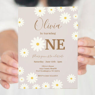 Bohemisch Daisy Floral 1. Geburtstag Party Einladung