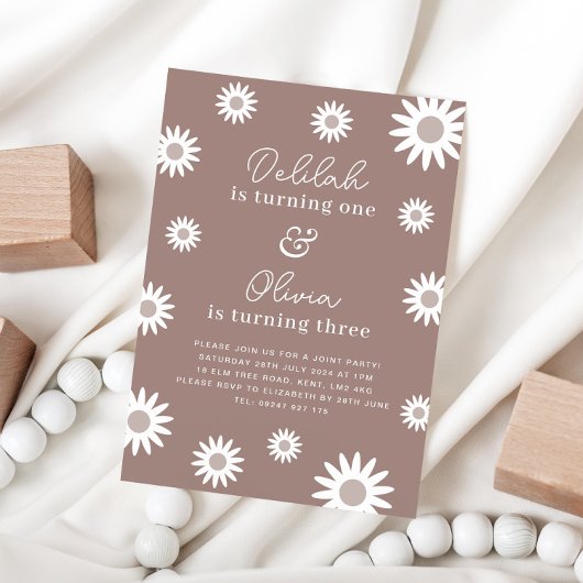 Bohemisch Daisy Joint Birthday Einladung