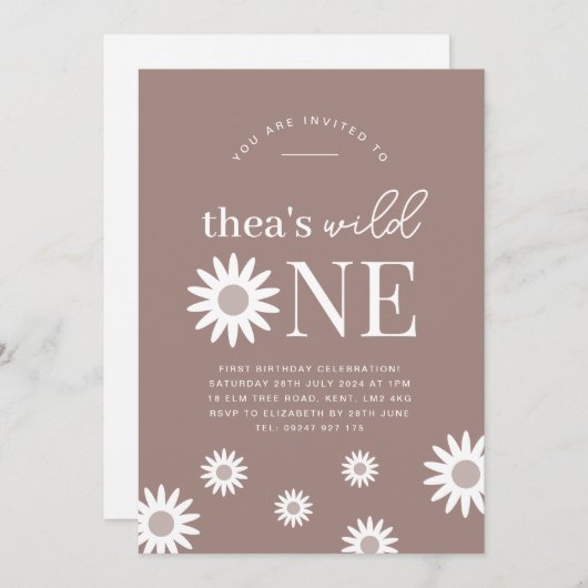 Bohemisch Daisy Wild Einladung zum Geburtstag (Vorne/Hinten)