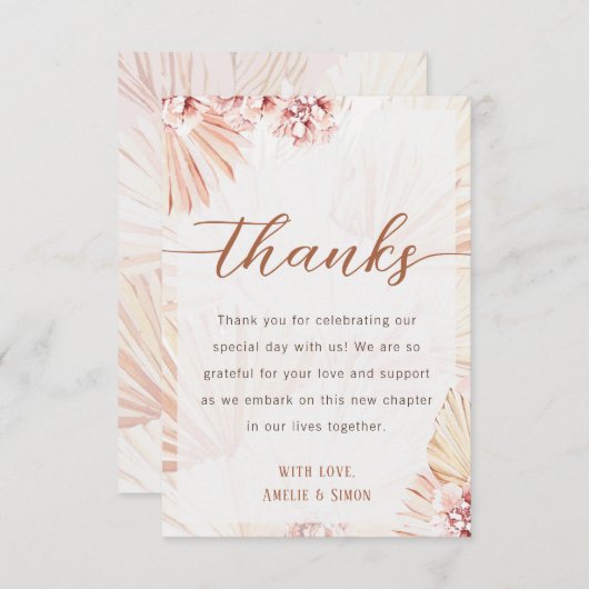 Bohemisch Dankeschön Hinweis Boho Wedding Engageme Dankeskarte (Vorne/Hinten)