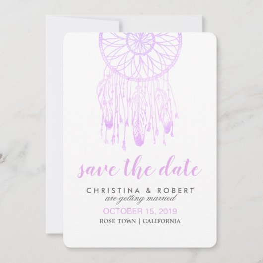 Bohemisch Dreamcatcher Lavender Save the Date (Vorderseite)