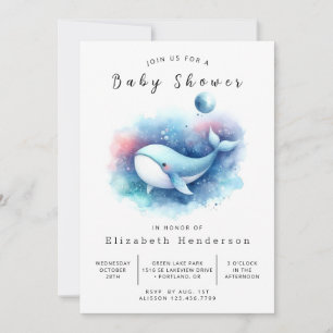Bohemisch druckbare Whale-Baby-Dusche Einladung