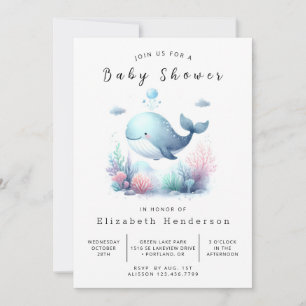 Bohemisch druckbare Whale-Baby-Dusche Einladung