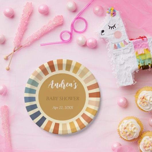 Bohemisch Dusche 70er Boho Sunshine Bohemisch Pappteller (Party)