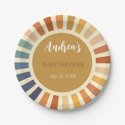 Bohemisch Dusche 70er Boho Sunshine Bohemisch Pappteller (Vorderseite)