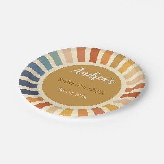 Bohemisch Dusche 70er Boho Sunshine Bohemisch Pappteller (Schrägansicht)