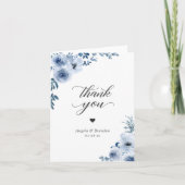 Bohemisch Dusty Blue Floral Trendy Stilvoll Dankeskarte (Vorderseite)